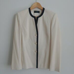 Vintage D'Oraz made in Canada 100% wool lightweight blazer jacket black trim si…